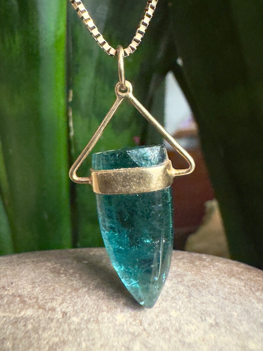 14k Rare Indicolite ( blue Tourmaline ) pendant Necklace